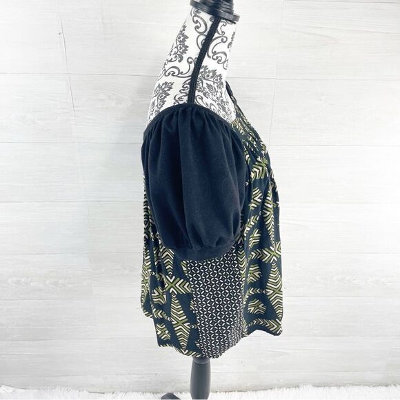 Anthropologie Maeve Catania Puff Sleeve Geometric Shift Top - Picture 7 of 10